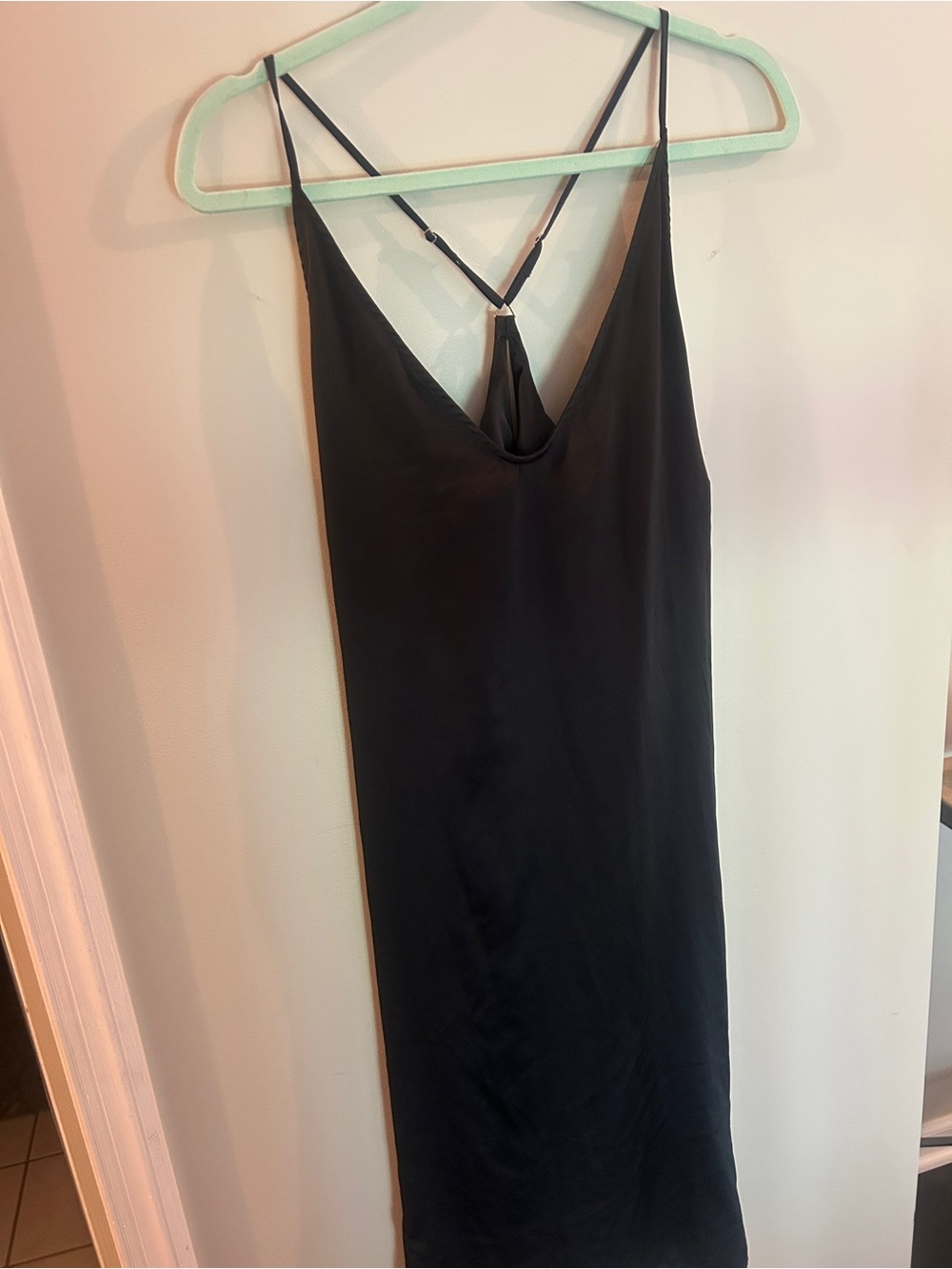 Stars Above Black Satin Slip Dress With Back Detail